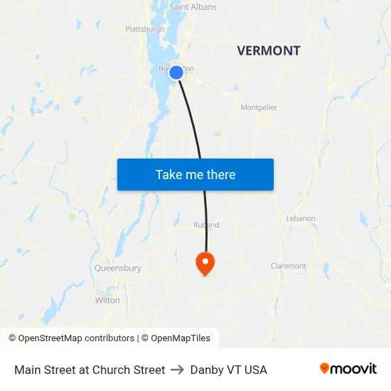 Main Street at Church Street to Danby VT USA map