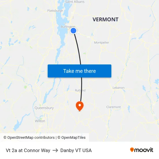 Vt 2a at Connor Way to Danby VT USA map