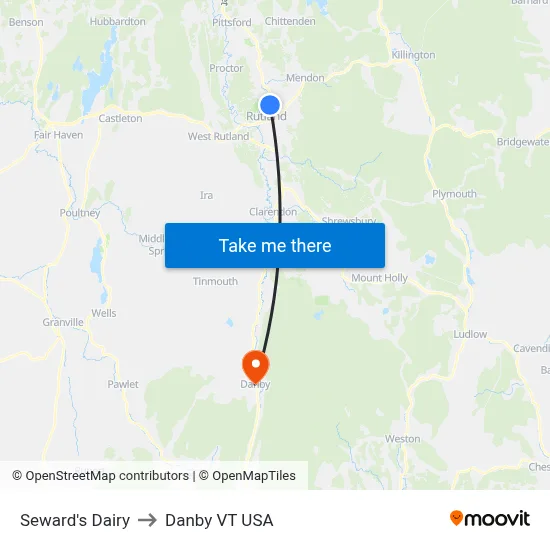 Seward's Dairy to Danby VT USA map