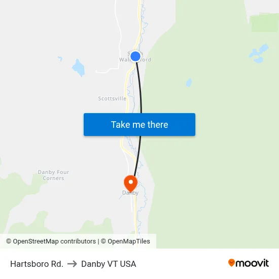 Hartsboro Rd. to Danby VT USA map