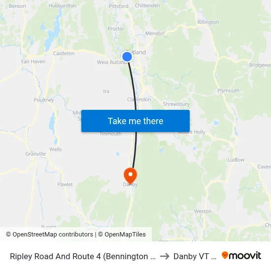 Ripley Road And Route 4 (Bennington Furniture) to Danby VT USA map