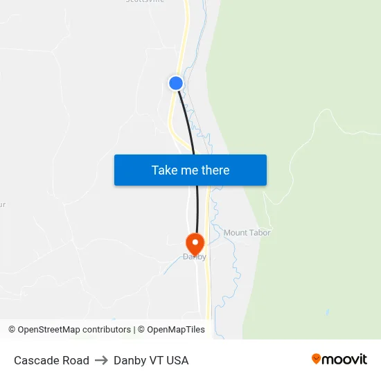 Cascade Road to Danby VT USA map