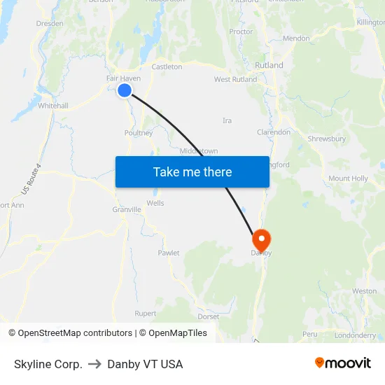 Skyline Corp. to Danby VT USA map