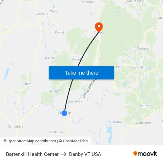 Battenkill Health Center to Danby VT USA map