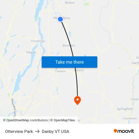 Otterview Park to Danby VT USA map