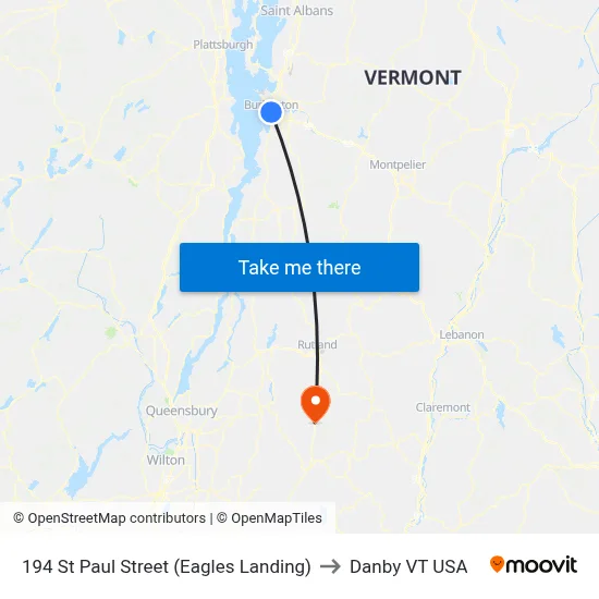 194 St Paul Street (Eagles Landing) to Danby VT USA map