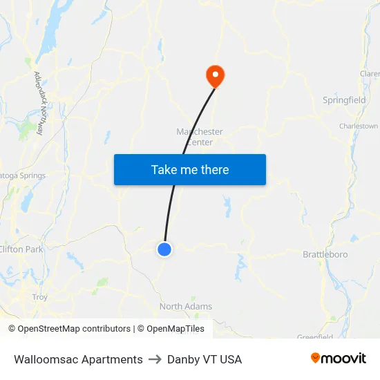 Walloomsac Apartments to Danby VT USA map