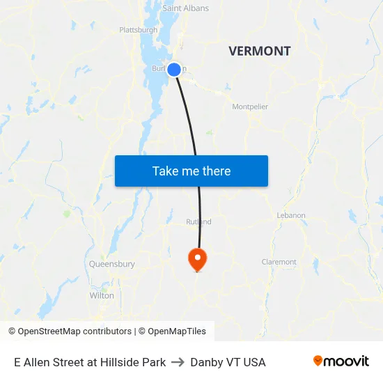 E Allen Street at Hillside Park to Danby VT USA map