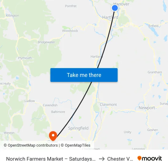 Norwich Farmers Market – Saturdays, May-Oct Only to Chester VT USA map
