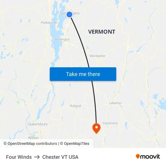 Four Winds to Chester VT USA map