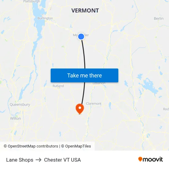 Lane Shops to Chester VT USA map