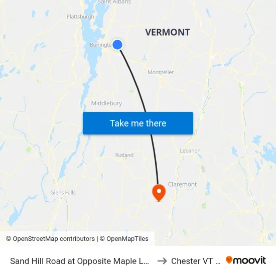 Sand Hill Road at Opposite Maple Lawn Drive to Chester VT USA map