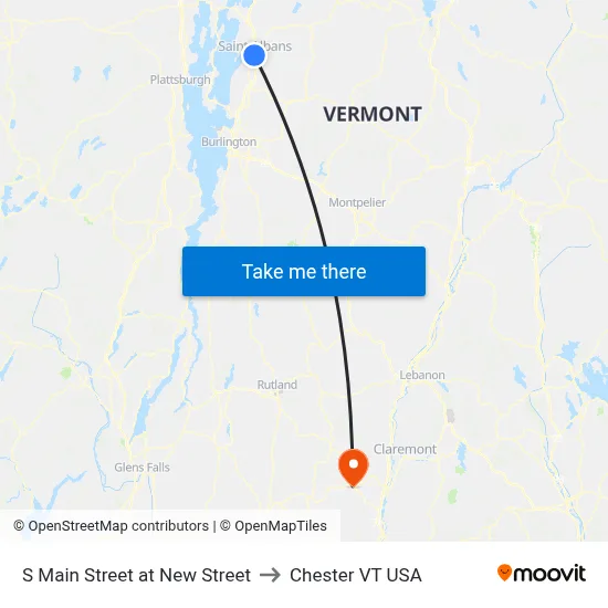 S Main Street at New Street to Chester VT USA map