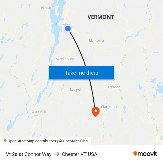 Vt 2a at Connor Way to Chester VT USA map