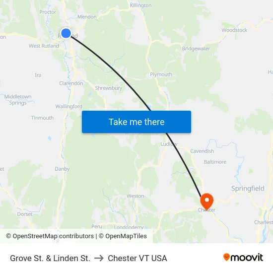 Grove St. & Linden St. to Chester VT USA map
