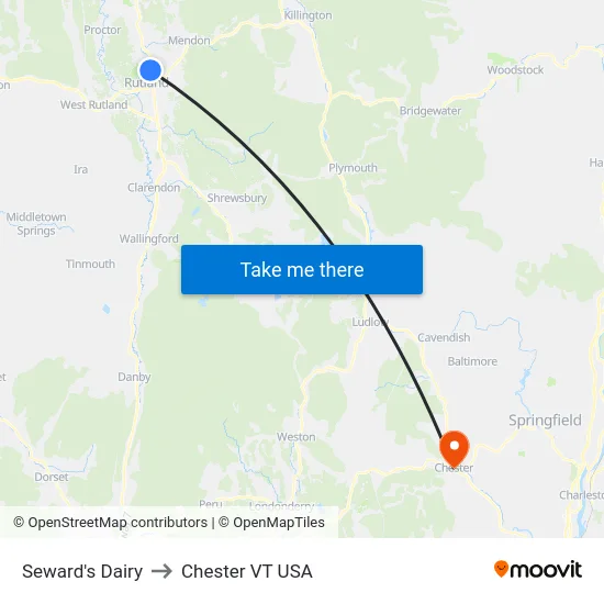 Seward's Dairy to Chester VT USA map