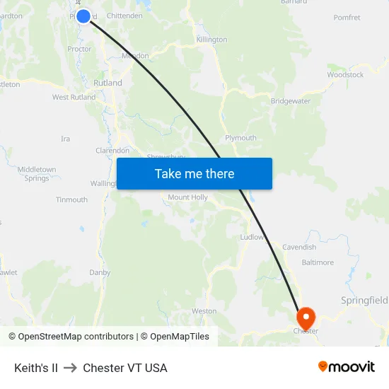 Keith's II to Chester VT USA map