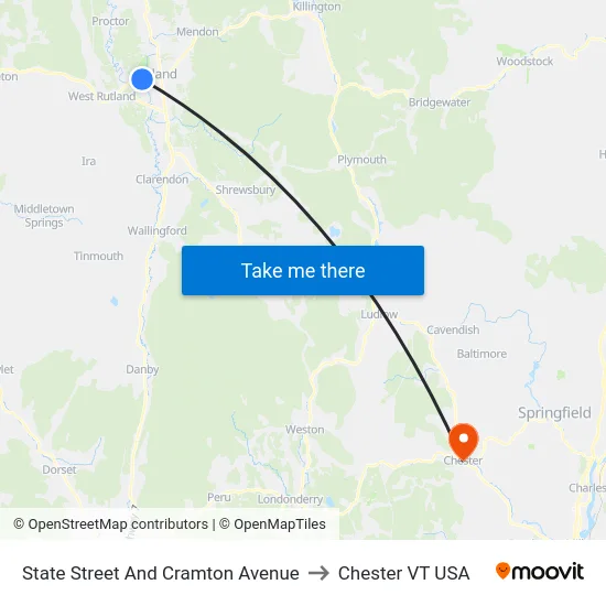 State Street And Cramton Avenue to Chester VT USA map