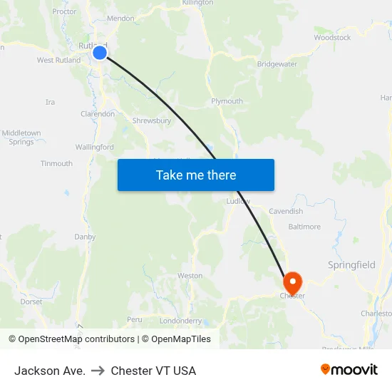Jackson Ave. to Chester VT USA map