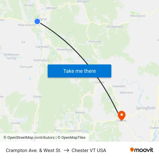 Crampton Ave. & West St. to Chester VT USA map