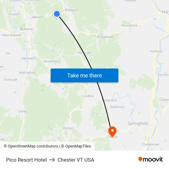 Pico Resort Hotel to Chester VT USA map