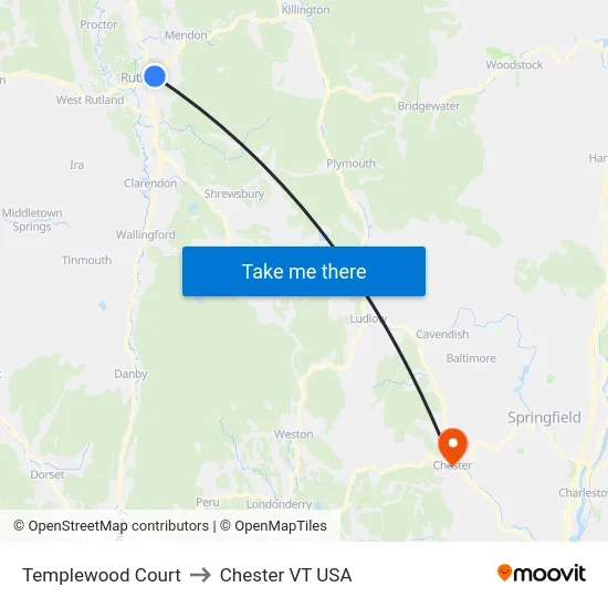 Templewood Court to Chester VT USA map