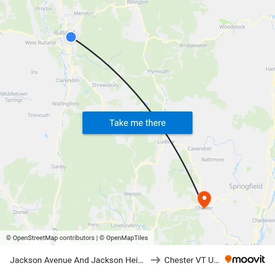 Jackson Avenue And Jackson Heights to Chester VT USA map