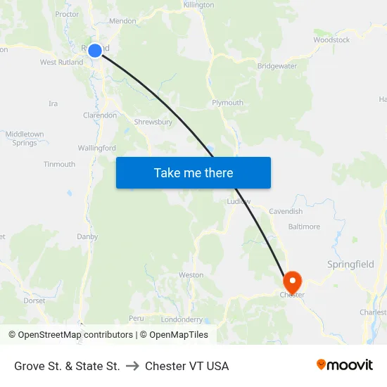 Grove St. & State St. to Chester VT USA map