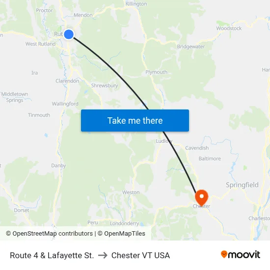 Route 4 & Lafayette St. to Chester VT USA map