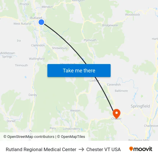 Rutland Regional Medical Center to Chester VT USA map