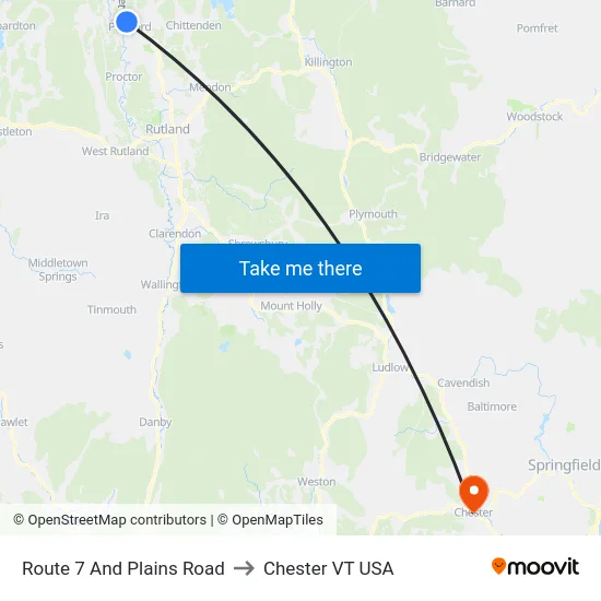 Route 7 And Plains Road to Chester VT USA map