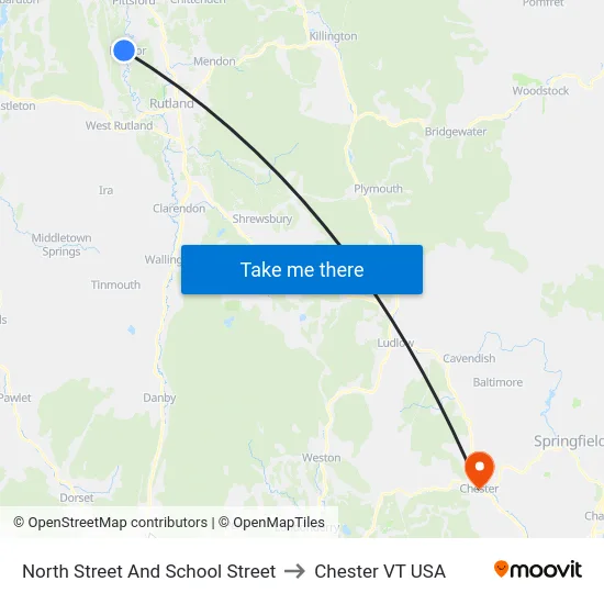 North Street And School Street to Chester VT USA map