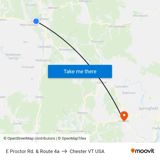 E Proctor Rd. & Route 4a to Chester VT USA map