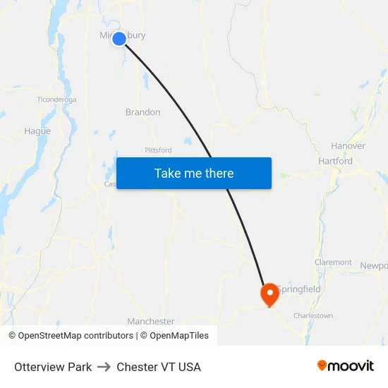 Otterview Park to Chester VT USA map
