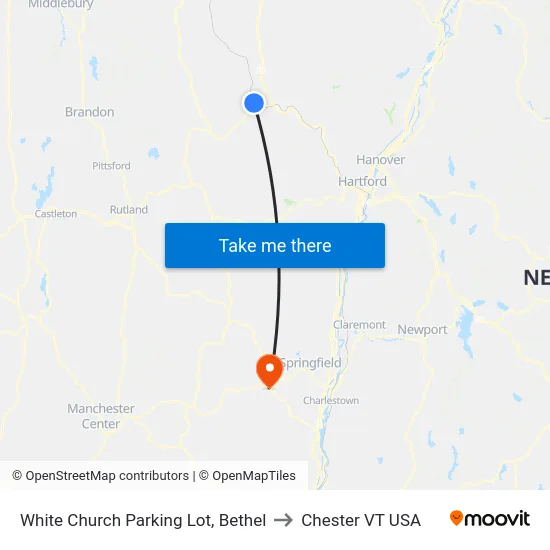 White Church Parking Lot, Bethel to Chester VT USA map