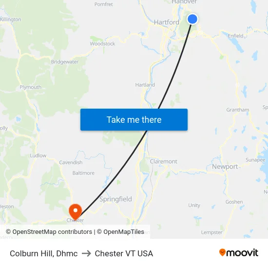 Colburn Hill, Dhmc to Chester VT USA map