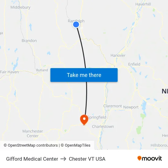 Gifford Medical Center to Chester VT USA map