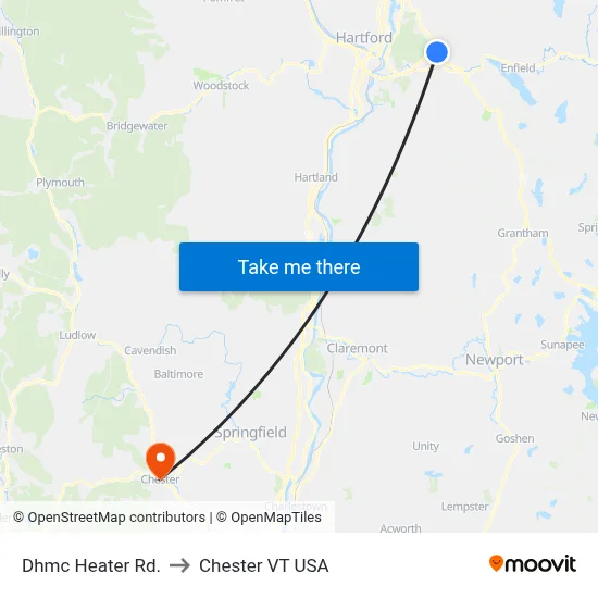 Dhmc Heater Rd. to Chester VT USA map