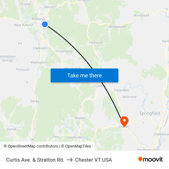 Curtis Ave. & Stratton Rd. to Chester VT USA map