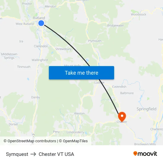 Symquest to Chester VT USA map