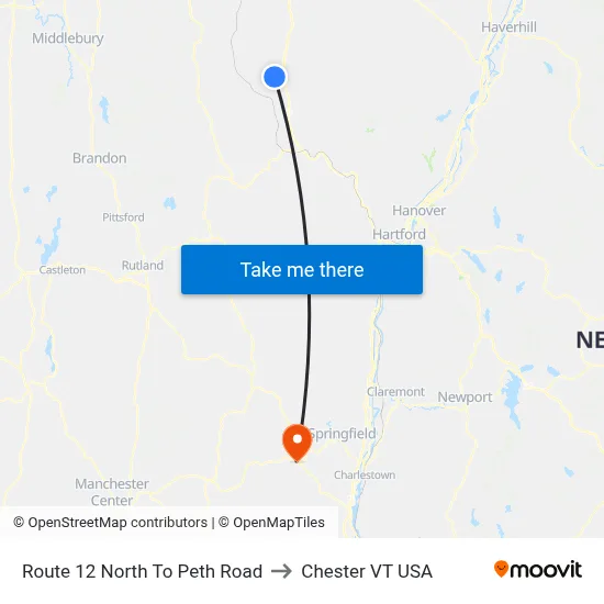 Route 12 North To Peth Road to Chester VT USA map