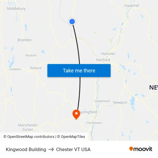 Kingwood Building to Chester VT USA map