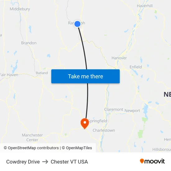 Cowdrey Drive to Chester VT USA map