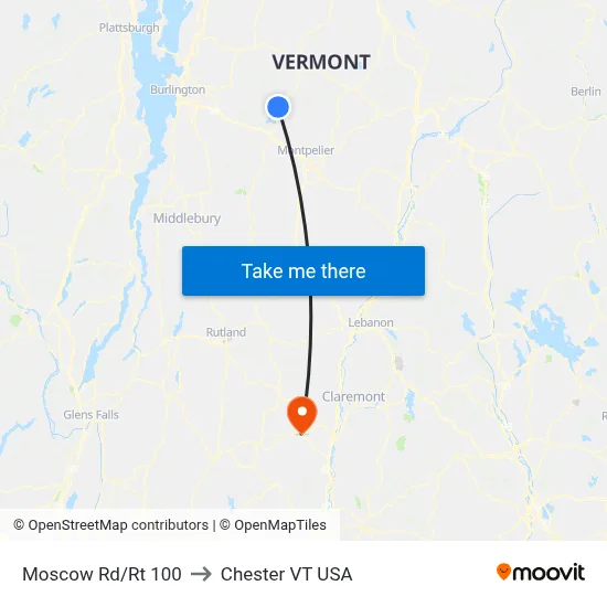 Moscow Rd/Rt 100 to Chester VT USA map
