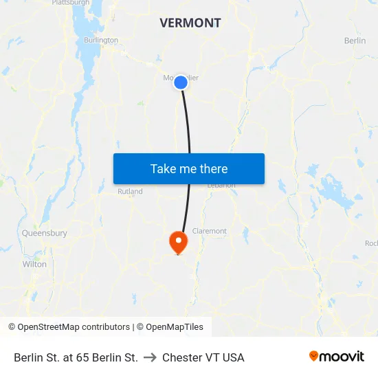 Berlin St. at 65 Berlin St. to Chester VT USA map