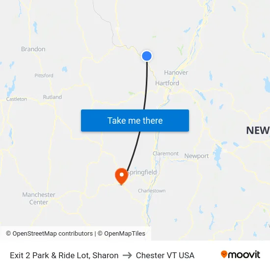 Exit 2 Park & Ride Lot, Sharon to Chester VT USA map