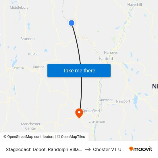 Stagecoach Depot, Randolph Village to Chester VT USA map