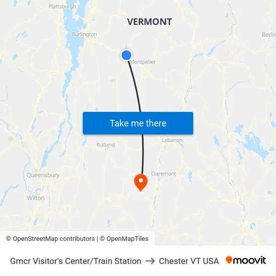 Gmcr Visitor's Center/Train Station to Chester VT USA map