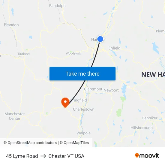 45 Lyme Road to Chester VT USA map