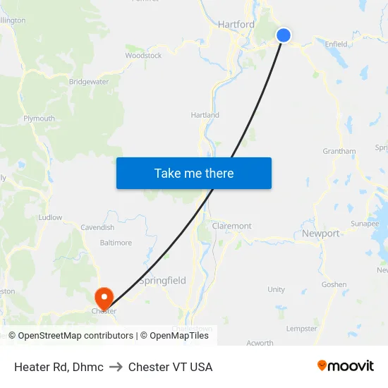 Heater Rd, Dhmc to Chester VT USA map